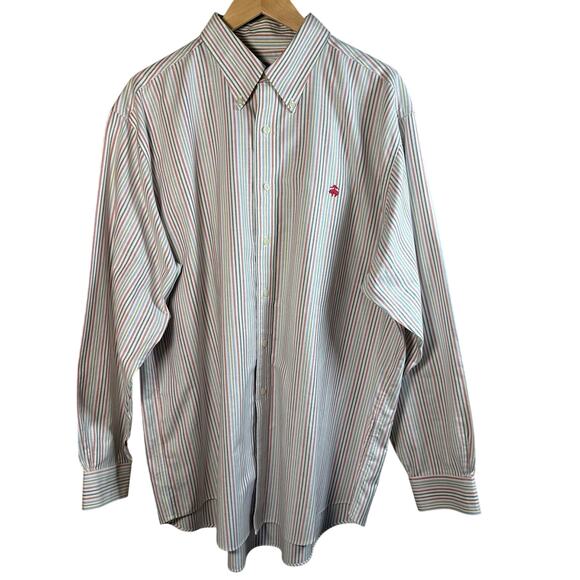 Brooks Bros. 1818 Men XL Button down Suplima no iron shirt Free Lands End Tie - Picture 3 of 11